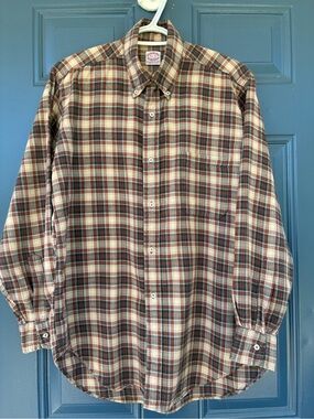 Vintage Brooks Brothers Made in USA Men's Plaid Button-Down 80% cotton20% wool